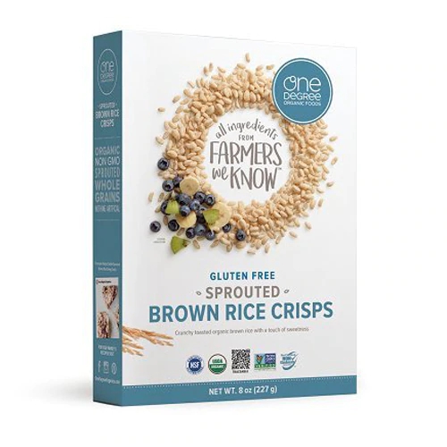 One Degree Organic Foods Sprouted Brown Rice Crisps Cereal -- 8 oz