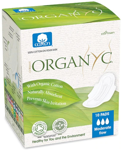 Organyc Cotton Pads Moderate Flow -- 10 Pads