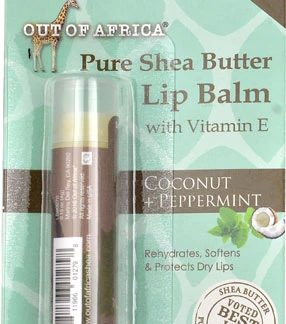 Out Of Africa Pure Shea Butter Lip Balm with Vitamin E Coconut plus Peppermint -- 0.15 oz