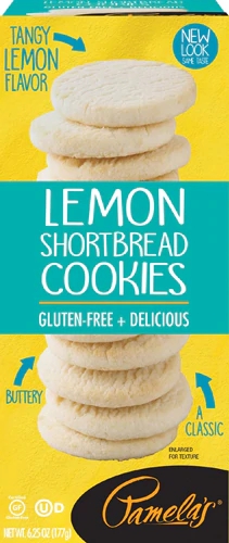 Pamela's Products Cookies Gluten Free Lemon Shortbread -- 6.25 oz