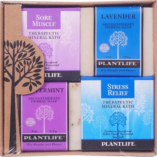 Plantlife Therapeutic Mineral Bath Salt Top 4 Pack Combo Soap Sore Muscle Detox Relax & Stress -- 1 Set