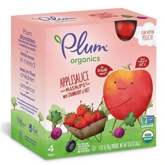 Plum Organics Applesauce Mashups® Strawberry & Beet -- 4 Pouches