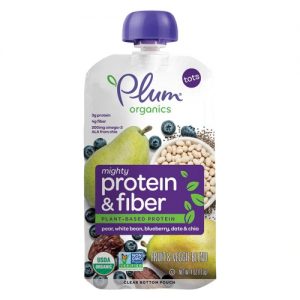 Plum Organics Mighty Protein & Fiber For Tots Pear White Bean Blueberry Date & Chia -- 4 oz