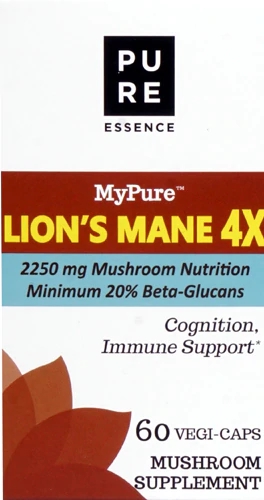 Pure Essence Labs MyPure™ Lion's Mane 4X -- 2250 mg - 60 Vegi-Caps