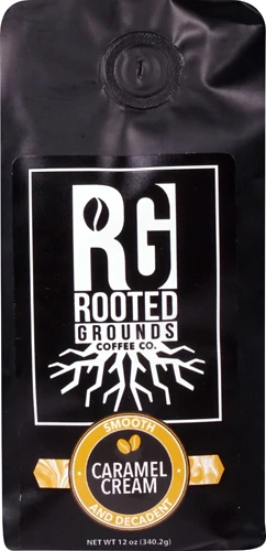 Rooted Grounds Ground Coffee Caramel Cream -- 12 oz