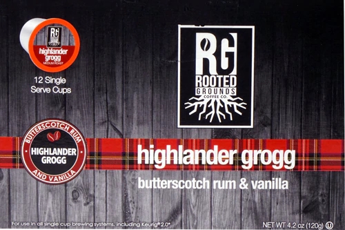 Rooted Grounds Single Serve K-Cups Coffee Highlander Grogg -- 12 K-Cups