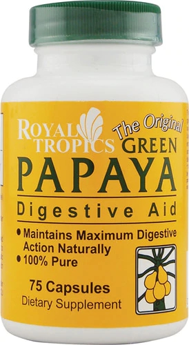 Royal Tropics The Original Green Papaya Digestive Aid -- 75 Capsules