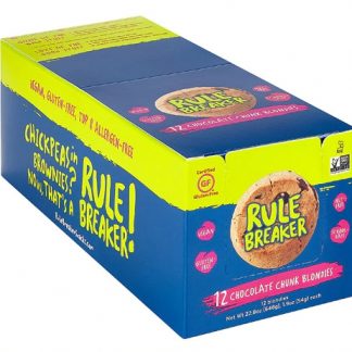 Rule Breaker Brownie Snacks Gluten Free Chocolate Chunk Blondie -- 12 Brownies
