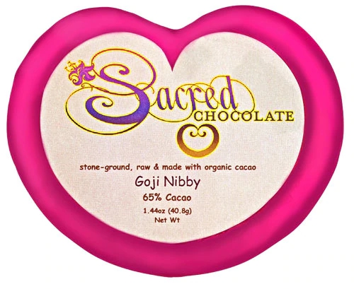 Sacred Chocolate Heart Bar Goji Nibby -- 1.44 oz