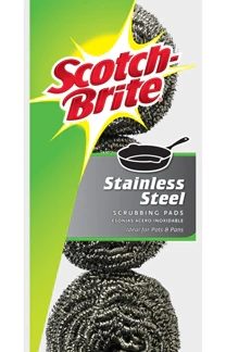 Scotch Brite Stainless Steel Scrubbing Pads -- 3 Pack