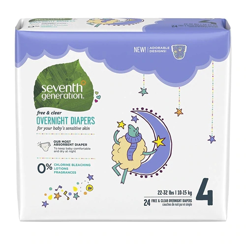 Seventh Generation Baby Overnight Diapers Stage 4 22-32 lbs -- 24 Diapers