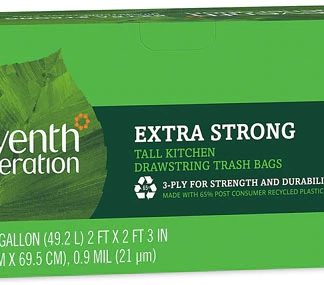 Seventh Generation Extra Strong Tall Kitchen Drawstring Trash Bags -- 50 White Bags