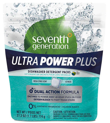 Seventh Generation Ultra Power Plus Dishwasher Detergent Packs Fresh Citrus -- 43 Packs