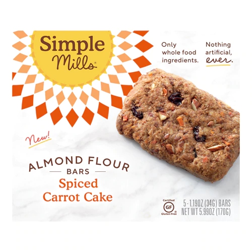 Simple Mills Soft Baked Almond Flour Bars Spiced Carrot Cake -- 5 Bars
