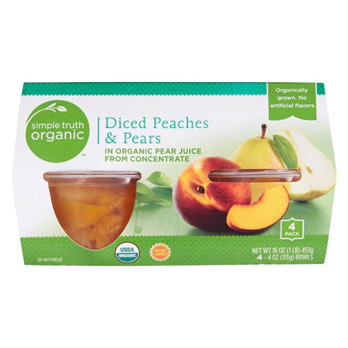 Simple Truth® Organic Diced Peaches & Pears -- 4 Bowls