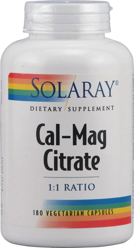 Solaray Cal-Mag Citrate -- 180 Vegetarian Capsules