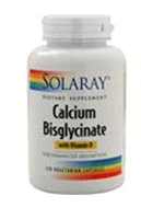 Solaray Calcium Bisglycinate with D-3 -- 1000 mg - 120 Vegetarian Capsules