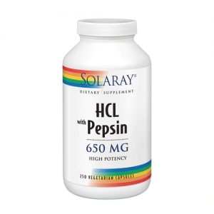 Solaray HCL with Pepsin -- 650 mg - 250 Vegetarian Capsules
