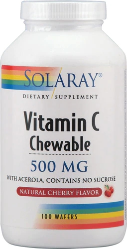 Solaray Vitamin C Chewable Natural Cherry -- 500 mg - 100 Wafers