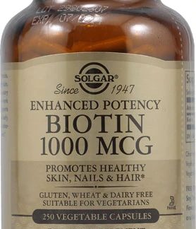 Solgar Biotin -- 1000 mcg - 250 Vegetable Capsules
