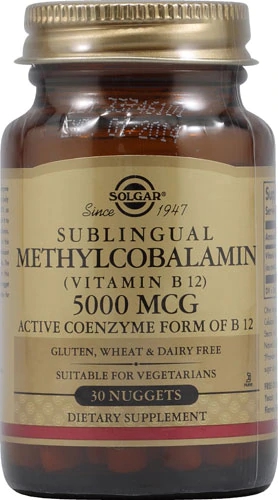 Solgar Methylcobalamin Sublingual Vitamin B12 -- 5000 mcg - 30 Nuggets