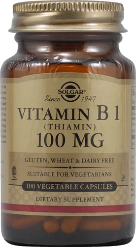 Solgar Vitamin B1 (Thiamin) -- 100 mg - 100 Vegetable Capsules