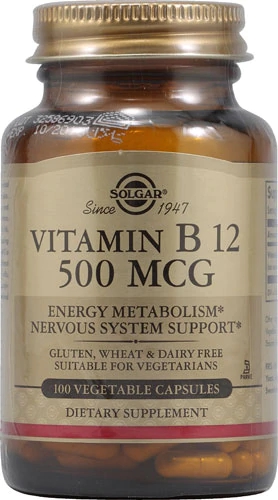 Solgar Vitamin B12 -- 500 mcg - 100 Vegetable Capsules