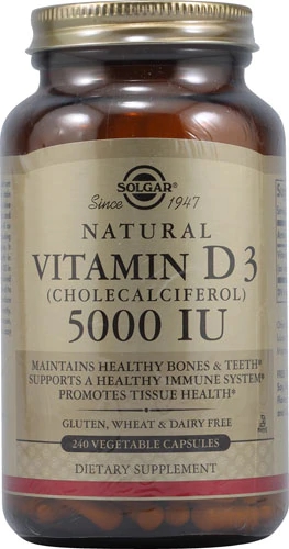 Solgar Vitamin D3 Cholecalciferol -- 5000 IU - 240 Vegetable Capsules
