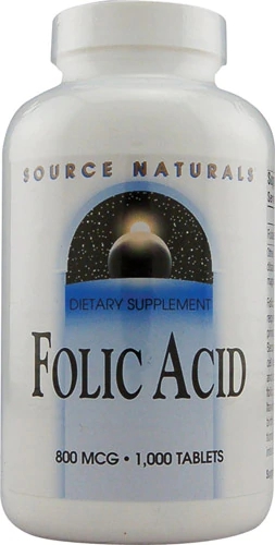 Source Naturals Folic Acid -- 800 mcg - 1000 Tablets