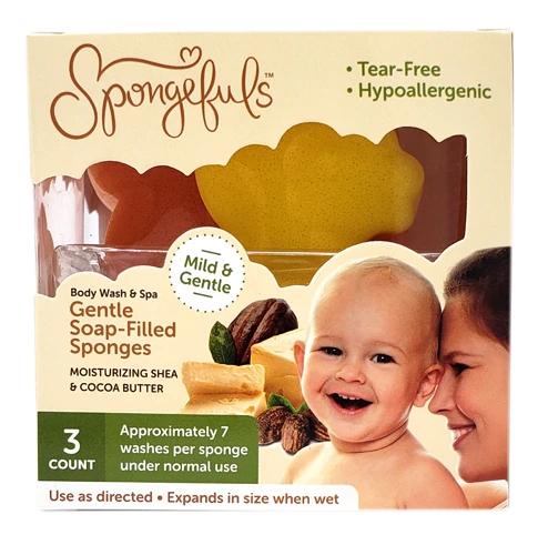 Spongefuls Gentle Soap Filled Sponges Moisturizing Shea & Cocoa Butter -- 3 Sponges