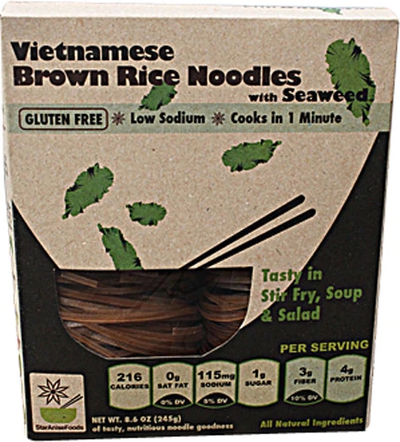 Star Anise Foods Vietnamese Brown Rice Noodles with Seaweed -- 8.6 oz
