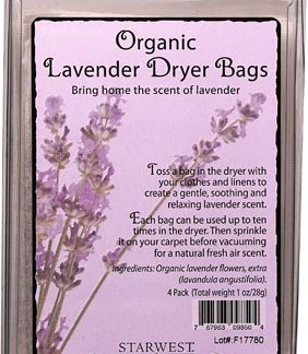 Starwest Botanicals Organic Dryer Bags Lavender -- 4 Bags