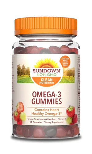 Sundown Naturals Fish Oil with Vitamin D3 Grape Strawberry and Raspberry -- 50 Gummies