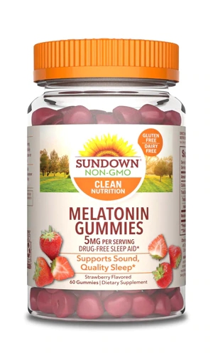 Sundown Naturals Melatonin Gummies Strawberry -- 5 mg - 60 Gummies