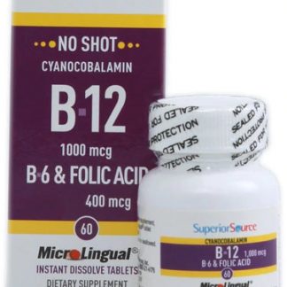 Superior Source No Shot B-12 Cyanocobalamin with B6 and Folic Acid -- 1000 mcg - 60 Instant Dissolve Tablets
