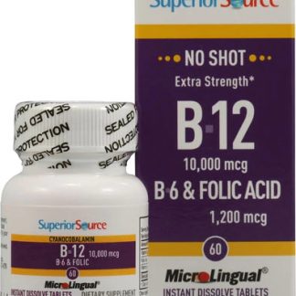 Superior Source No Shot Extra Strength B12 and B6 and Folic Acid -- 60 Instant Dissolve Tablets