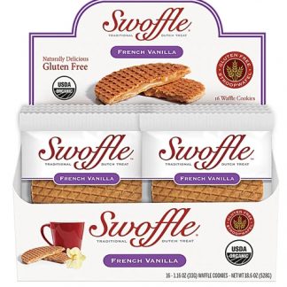 Swoffle Organic Waffle Cookie Stroopwafel Gluten Free French Vanilla -- 16 Waffle Cookies