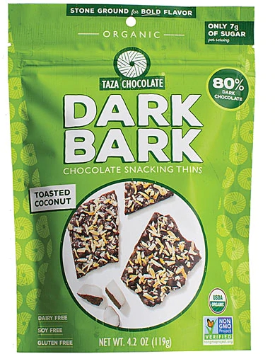 Taza Chocolate Dark Bark Chocolate Snacking Thins Toasted Coconut -- 4.2 oz