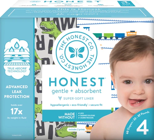 The Honest Company Club Box Size 4 T-Rex And Trains -- 60 Diapers