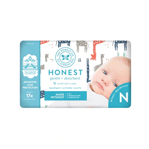 The Honest Company Honest Diapers, Multi Colored Giraffes, Size 0 (New Born), Up to 10 Pounds -- 32 Diapers