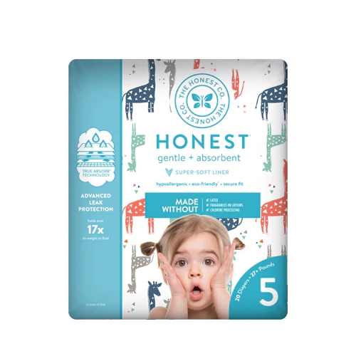 The Honest Company Honest Diapers, Multi Colored Giraffes, Size 5, 27 + Pounds -- 20 Diapers