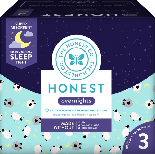 The Honest Company Overnight Diapers Size 3 -- 60 Diapers