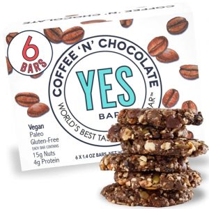 The YES Bar Vegan Gluten Free Real Food Low Sugar Paleo Snack Bar Coffee 'N' Chocolate -- 6 Bars