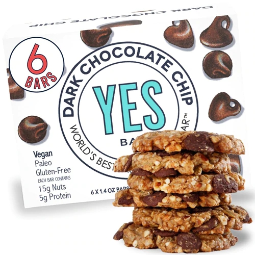 The YES Bar Vegan Gluten Free Real Food Low Sugar Paleo Snack Bar Dark Chocolate Chip -- 6 Bars