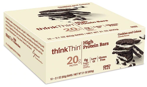 thinkThin High Protein Bars Cookies & Creme -- 10 Bars