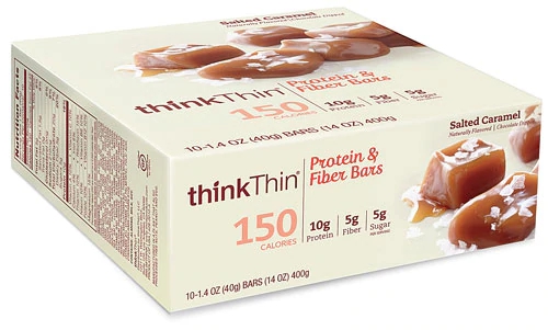 thinkThin Protein & Fiber Bars Salted Caramel Chocolate Dipped -- 10 Bars
