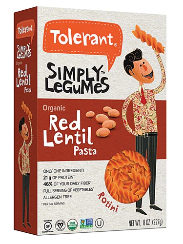 Tolerant Food Organic Red Lentil Pasta Simply Legumes™ Gluten Free Rotini -- 8 oz
