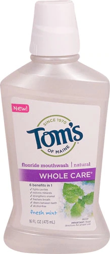 Tom's of Maine Whole Care® Fluoride Natural Mouthwash Fresh Mint -- 16 fl oz