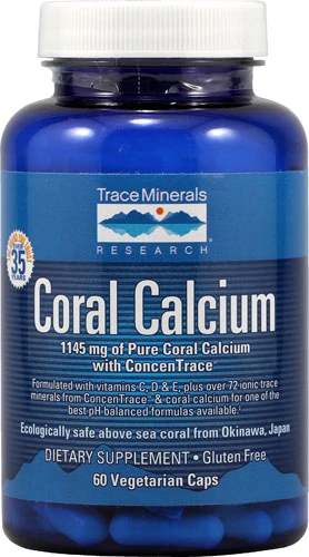 Trace Minerals Research Coral Calcium -- 1145 mg - 60 Vegetarian Capsules