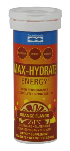 Trace Minerals Research Max-Hydrate Energy+ Tube Orange -- 10 Tablets